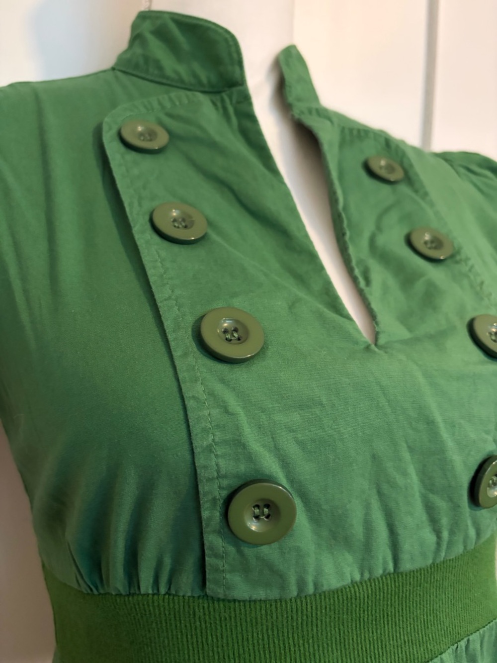 BeBop Green Short-Sleeve Empire-Waist Midi Summer Dress Women’s Small (fitted) - Picture 8 of 11